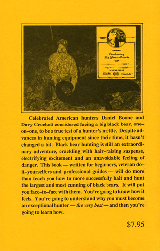 Dr. Ken Nordberg's do-it-yourself Black Bear Baiting & Hunting, 1st Edition Back Cover