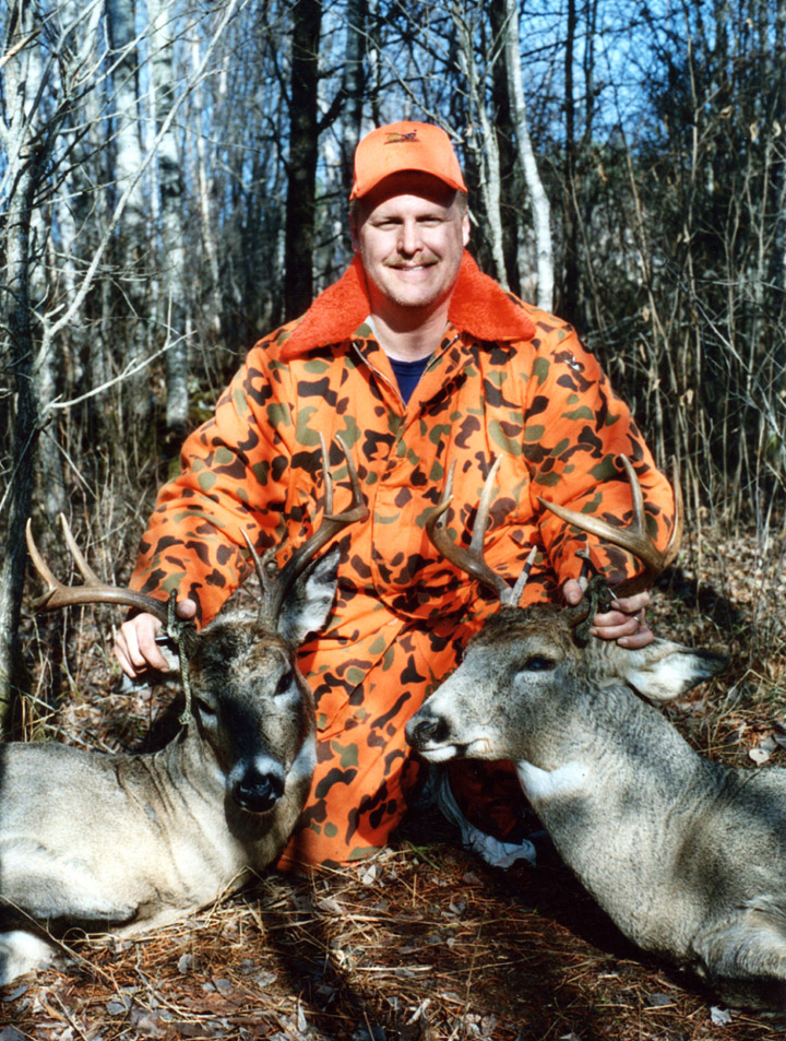 Doc's son David Nordberg with two nice bucks. (2005, Two 8-pointers)