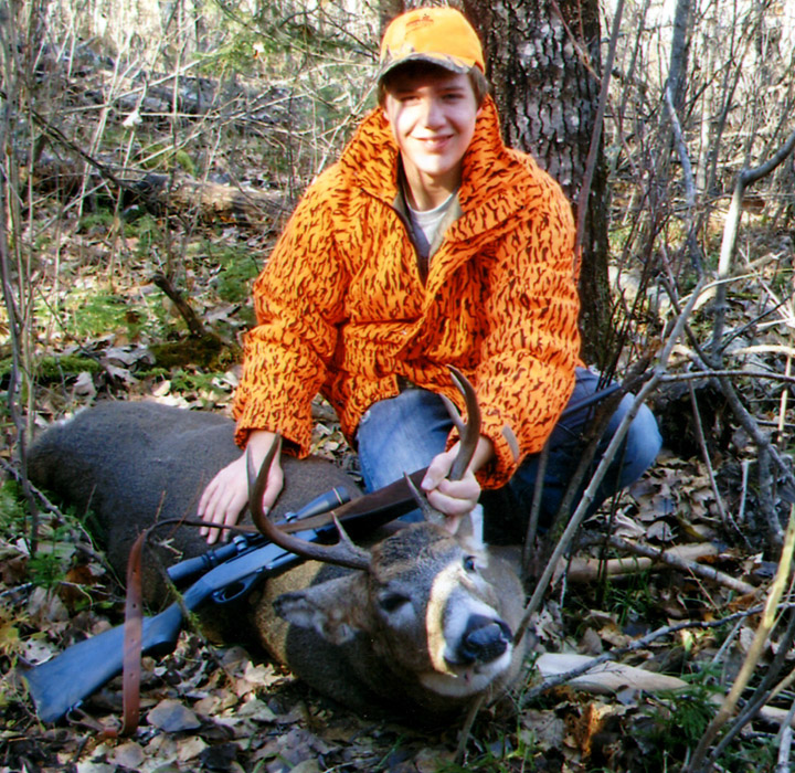 Tyler Nordberg with his 2009, 8-point whitetail buck.