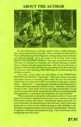 Dr Ken Nordberg's The Whitetail Hunter's Almanac 2nd Edition Back Cover